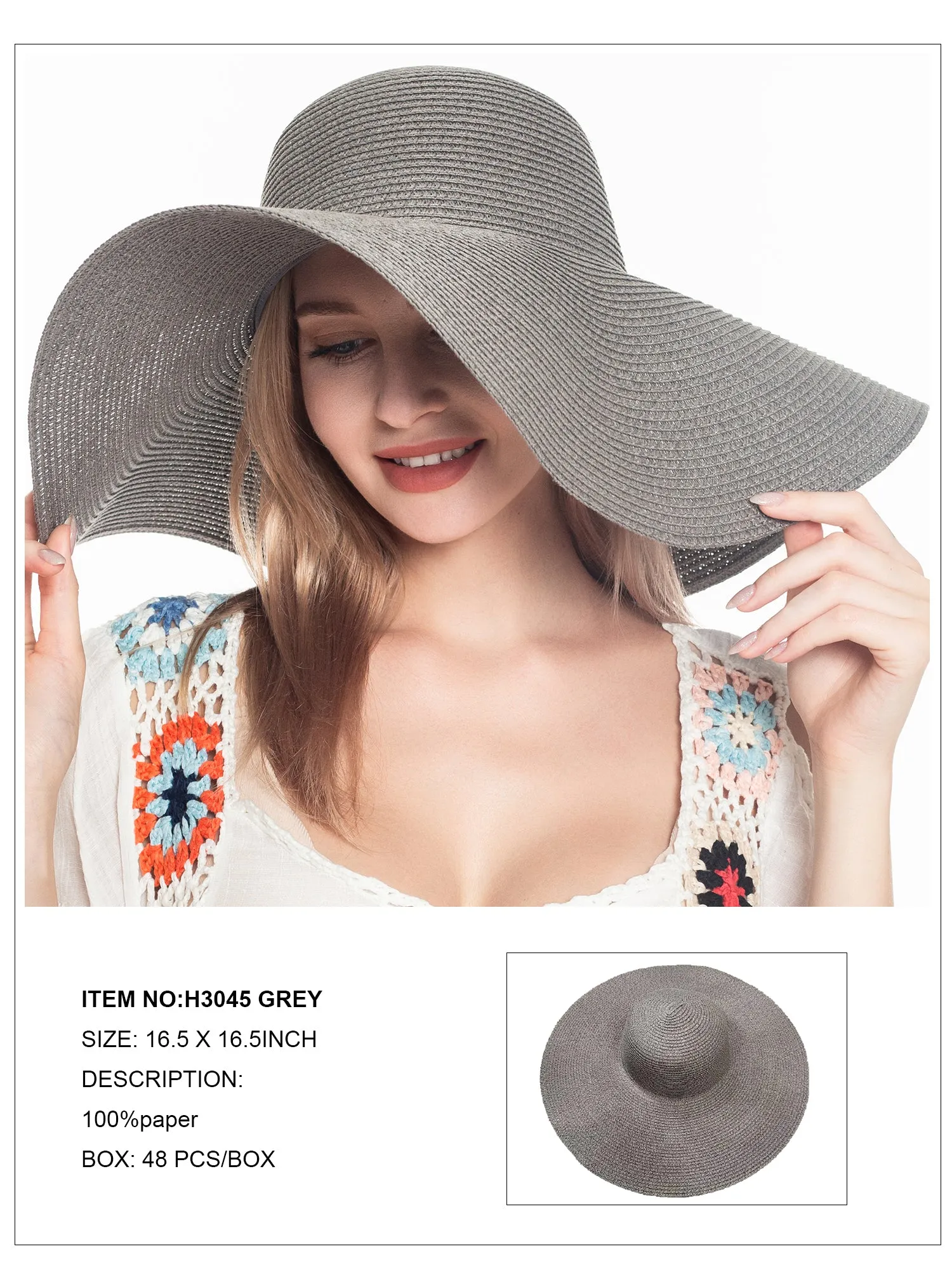 Floppy Foldable Beach Sun Hat-Dk.Grey