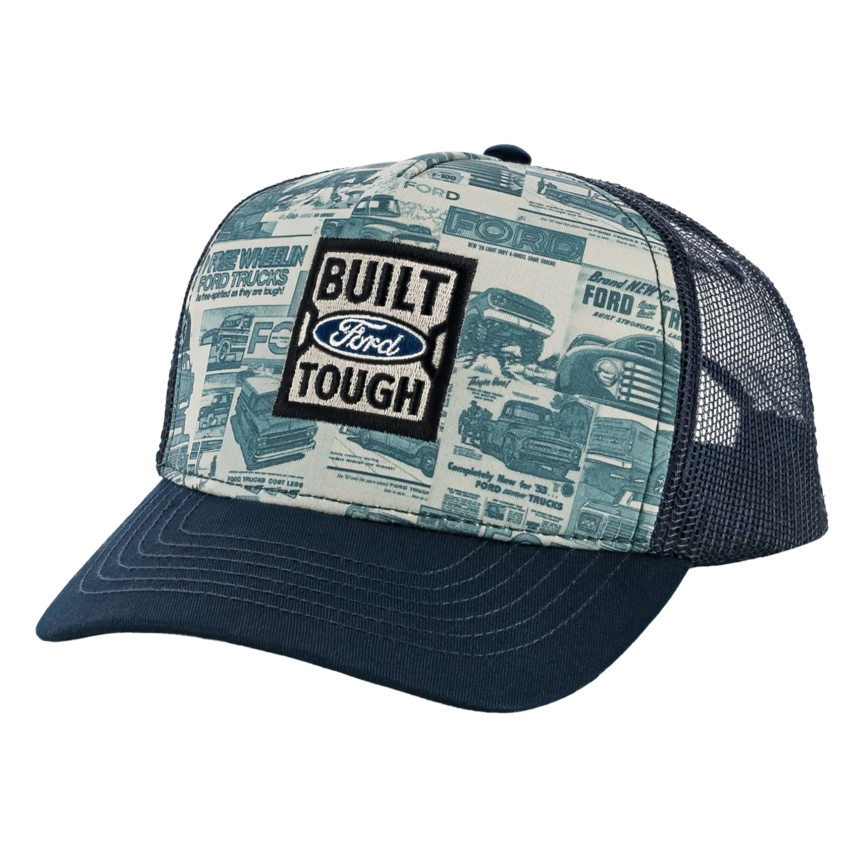 Ford Built Ford Tough Vintage Flat Bill Trucker Hat