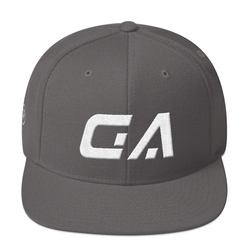 Georgia - Flat Brim Hat - White Embroidery - GA - Many Hat Color Options Available