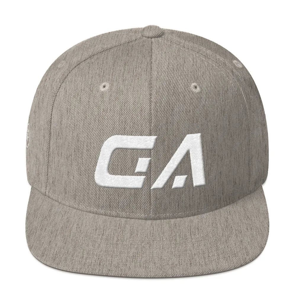 Georgia - Flat Brim Hat - White Embroidery - GA - Many Hat Color Options Available