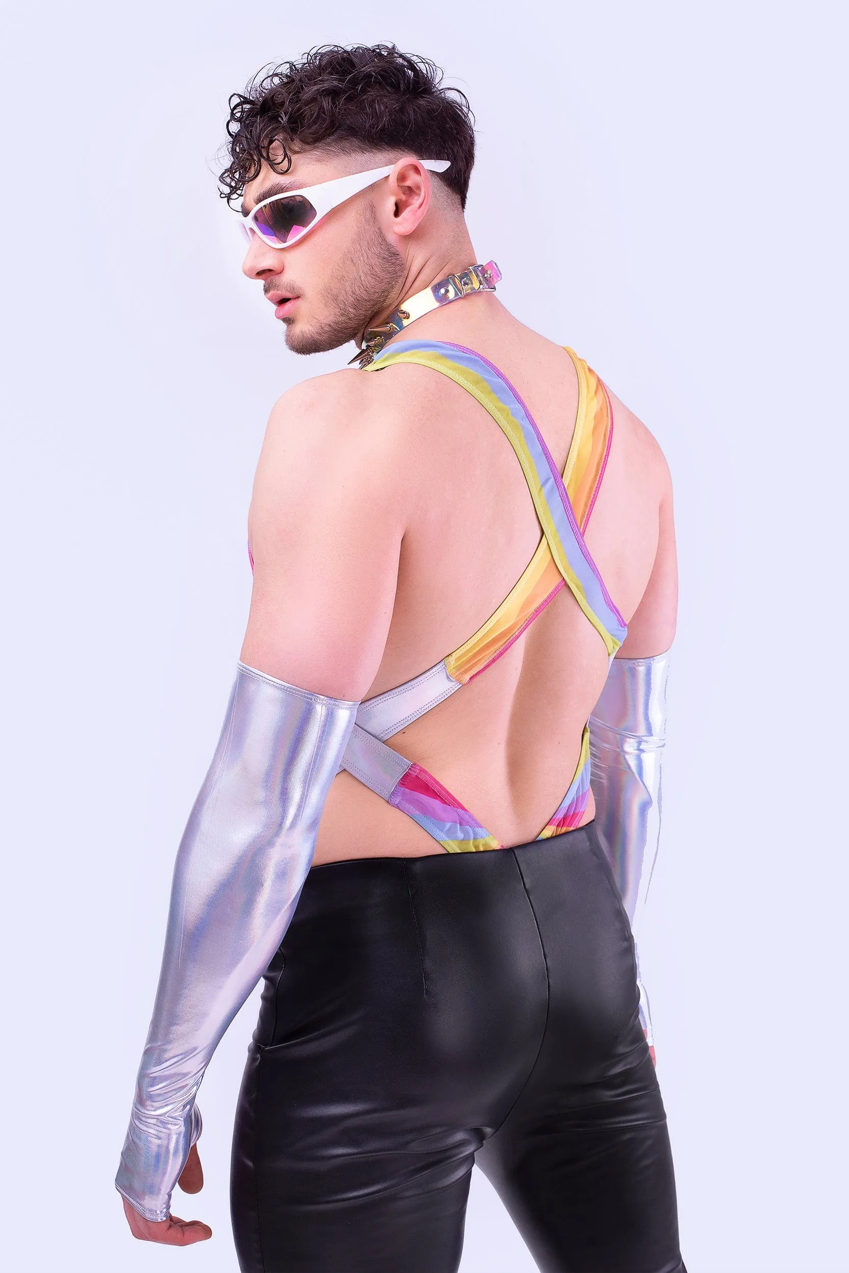 Gleam Male Cut-out Holo Bodysuit