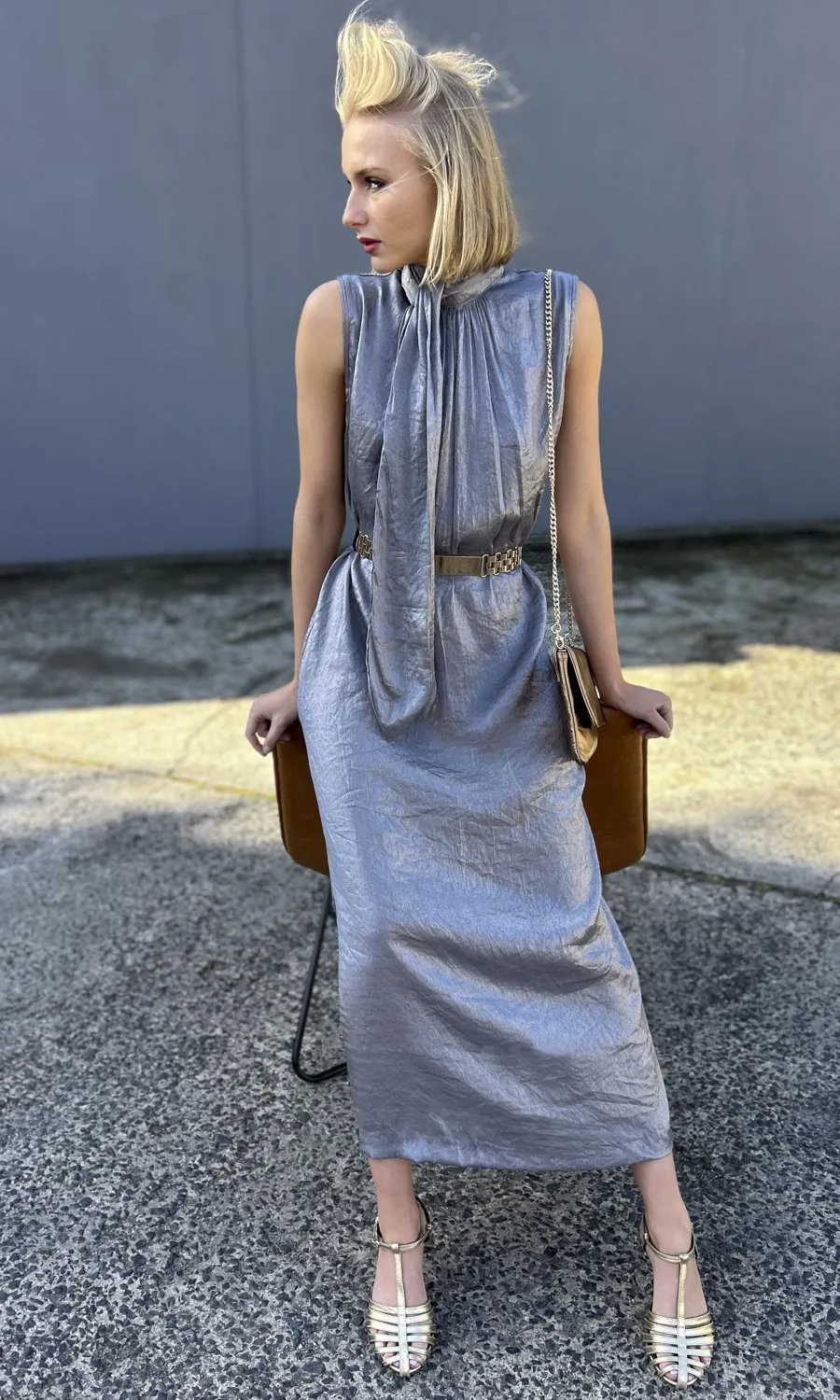 hoss Claudette Maxi Dress - Silver/Grey