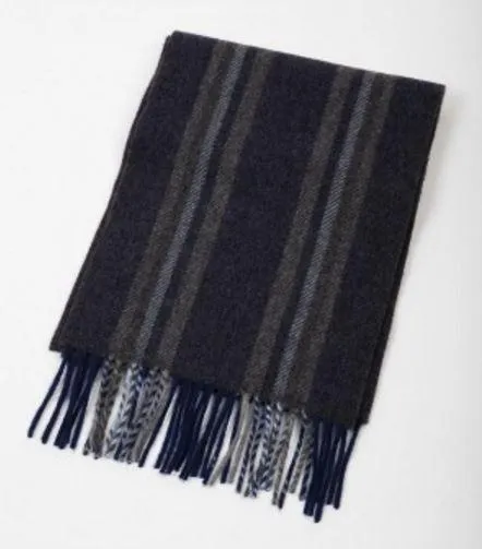 Irish Cashmere Wool Scarf Grey Mix & Brown Warp Style