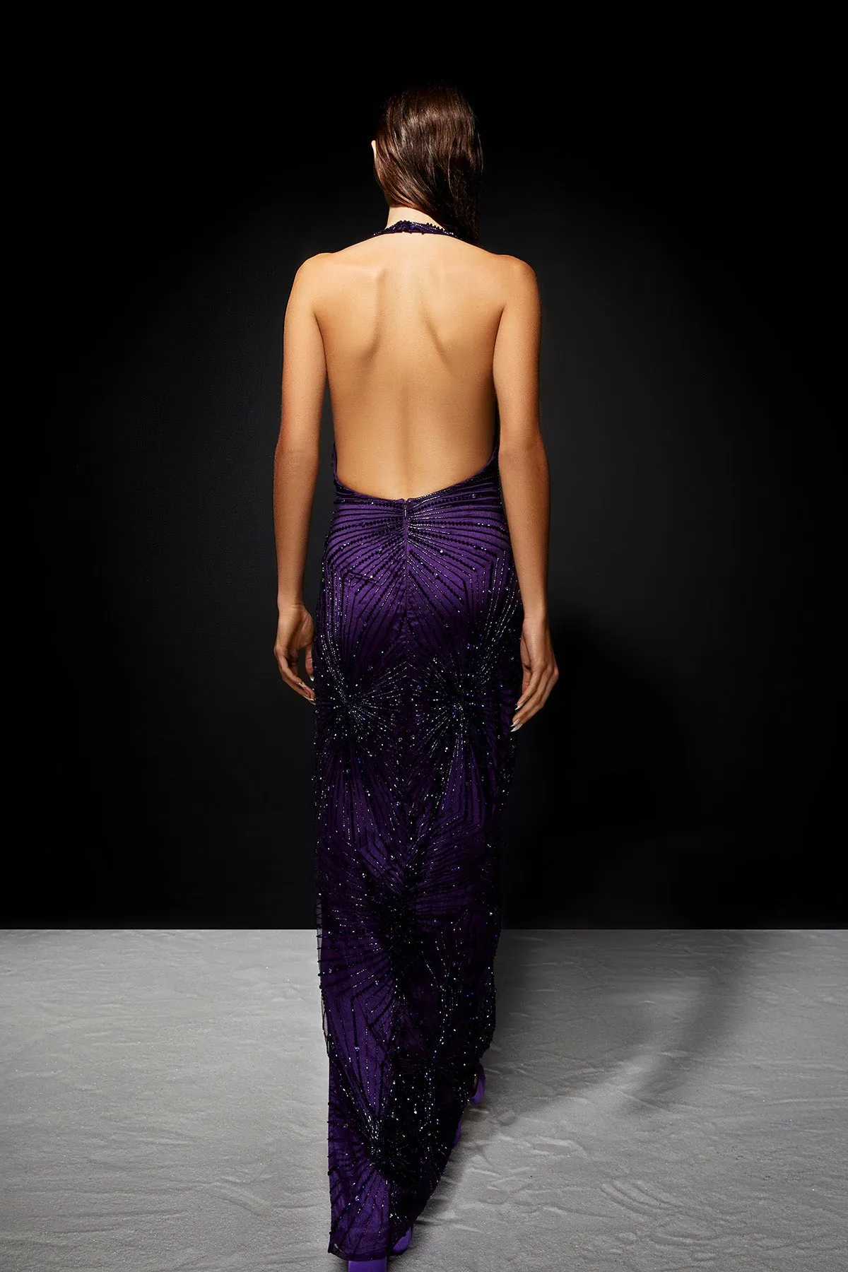 Kalsey Dress in Deep Violet - Elegant Full-Length Gown