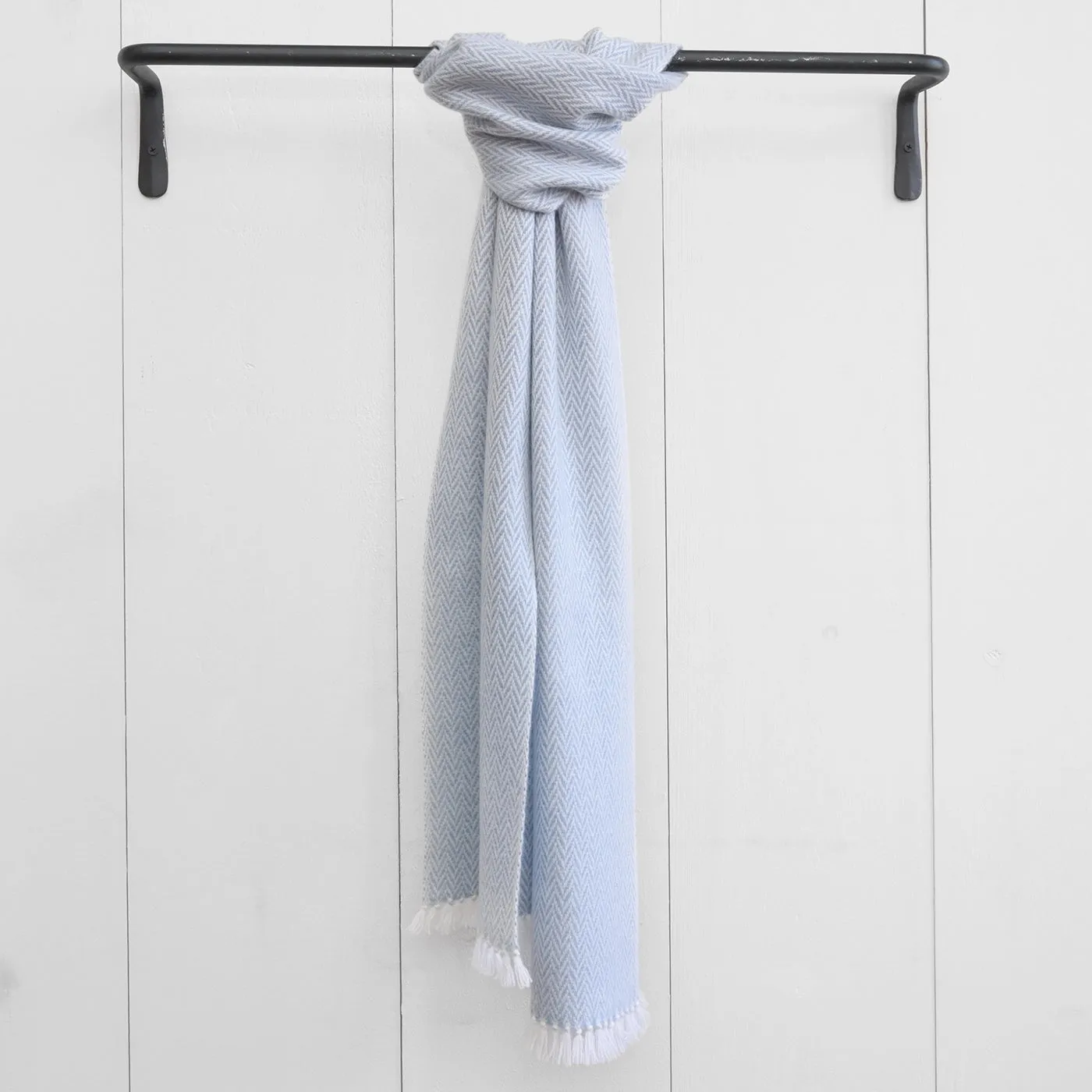 Light Blue Handwoven Cashmere Scarf