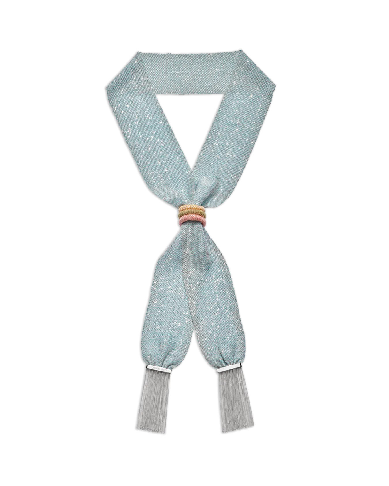 Light Blue Pinched 5cm Woven Scarf