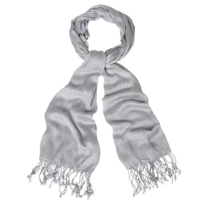 Light Silver Cotton Shawl Scarf 170x60cm