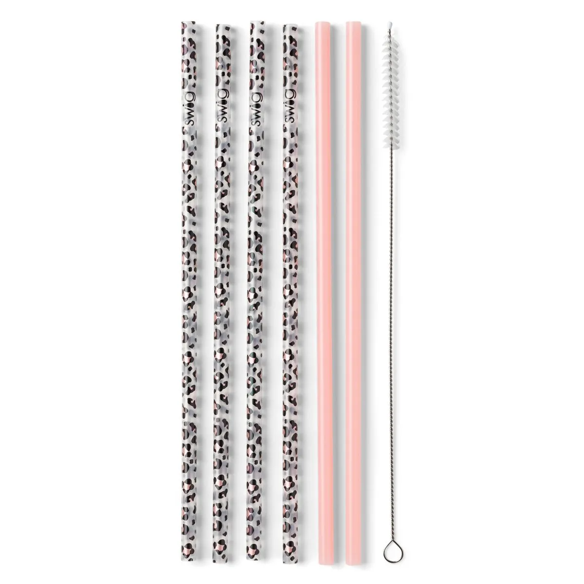 Luxy Leopard & Blush Reusable Straw Set (Tall)