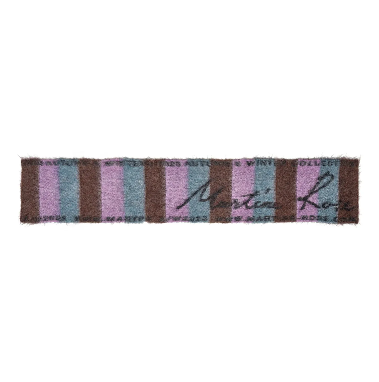 Martine Rose Brushed Mohair Signature Scarf 'Khaki/Lilac/Cornflower'