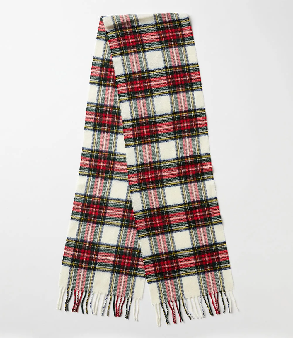 Merino Wool Fringed Plaid Scarf