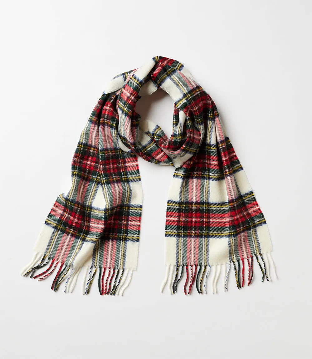 Merino Wool Fringed Plaid Scarf