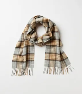 Merino Wool Fringed Plaid Scarf