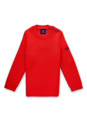 Kids Moussaillon Sailor Jumper in Wool Blend - Red