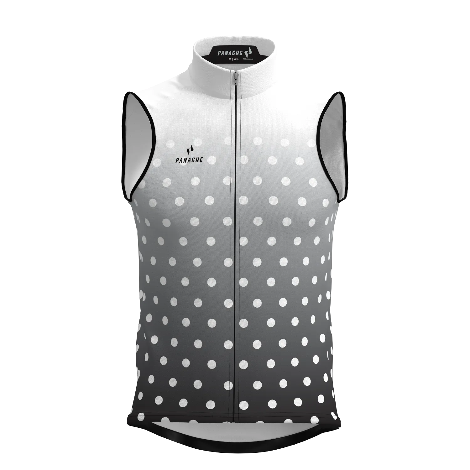 M's and W's Pro Wind Vest - Black & White Fade Dots