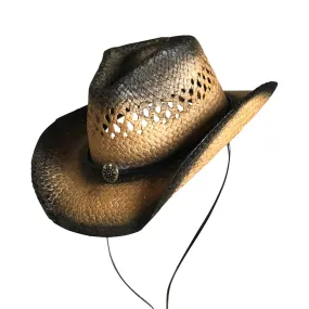 Raffia Straw 2-Tone Pinch Crease Western Cowboy Hat