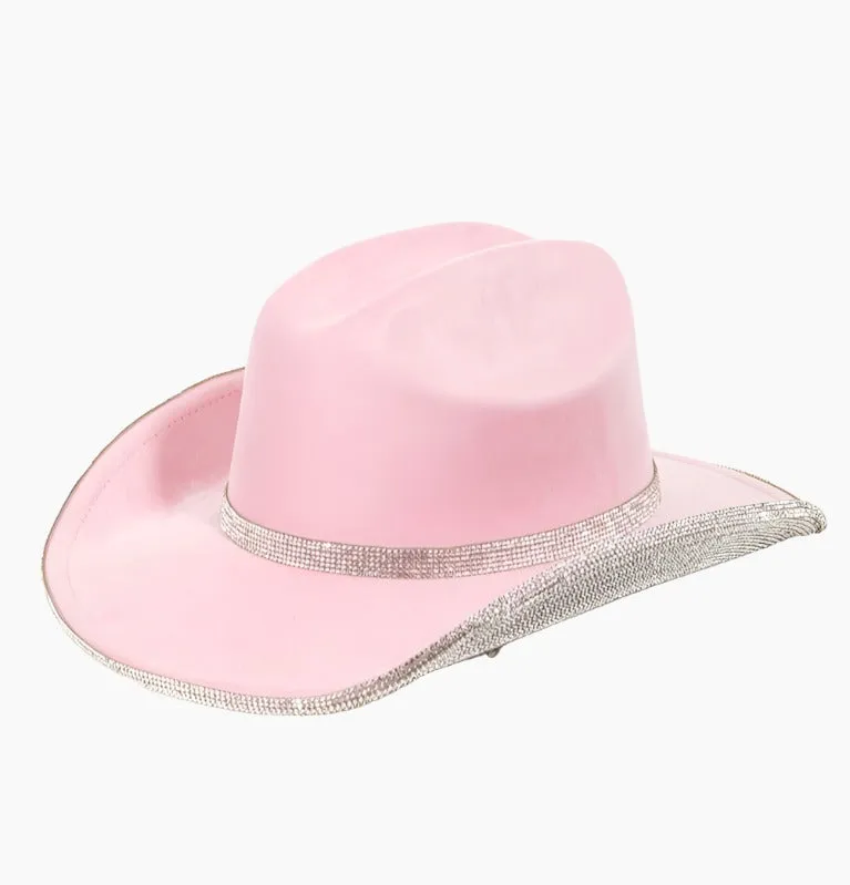 Rhinestone Trim Faux Suede Hat