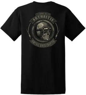 Sons of Arthritis Vintage Biker Chapter Black Pocket Short Sleeve 100% Cotton Biker T-shirt