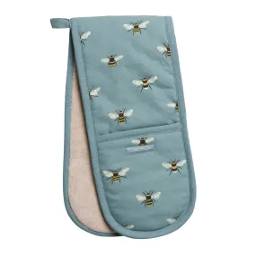 Sophie Allport 'Bees' Teal Cotton Double Oven Gloves