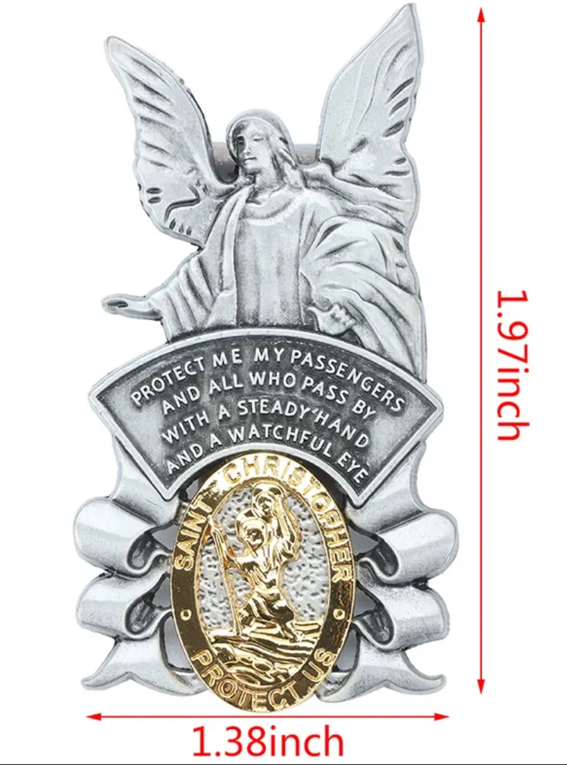 St Christopher Medal Car Saint Christopher Visor Clip Guardian Angel Visor