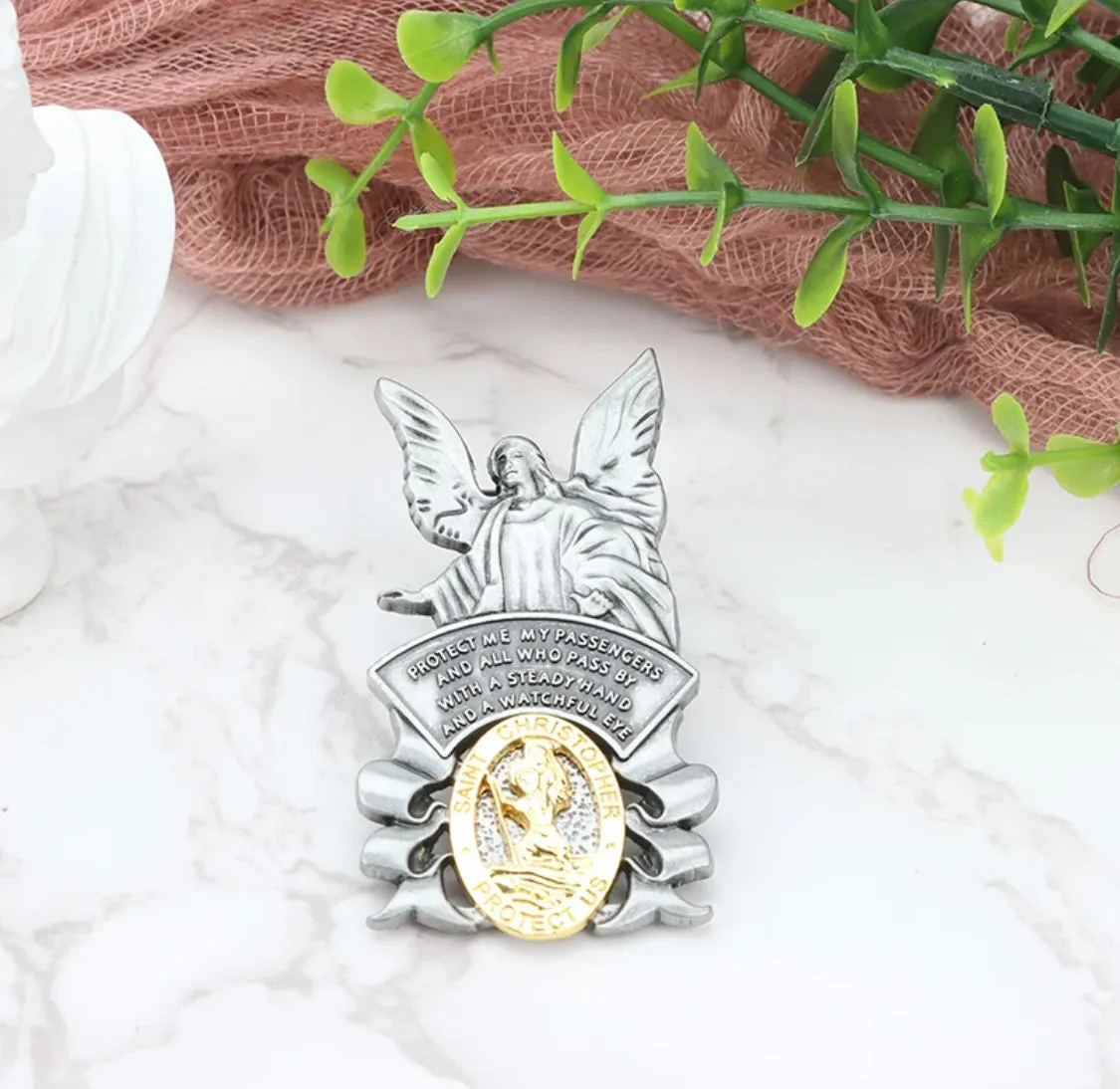 St Christopher Medal Car Saint Christopher Visor Clip Guardian Angel Visor