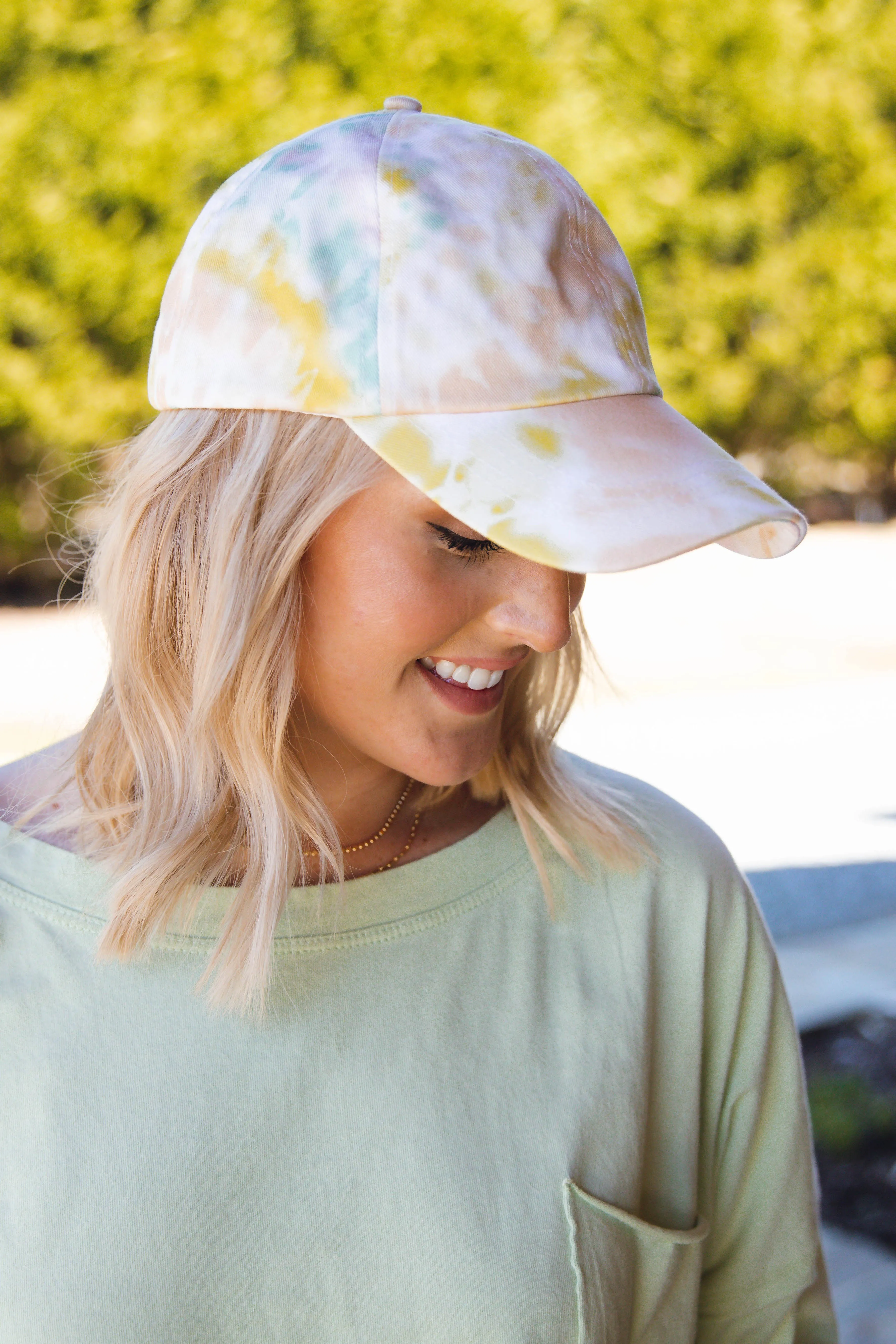 Stay Awhile Tie Dye Hat-Yellow