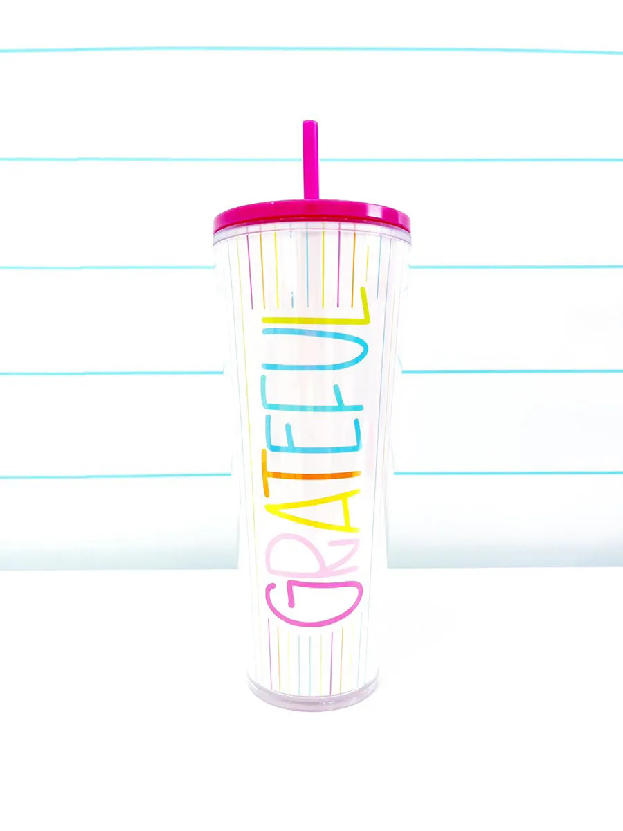 Straw Tumbler - Grateful