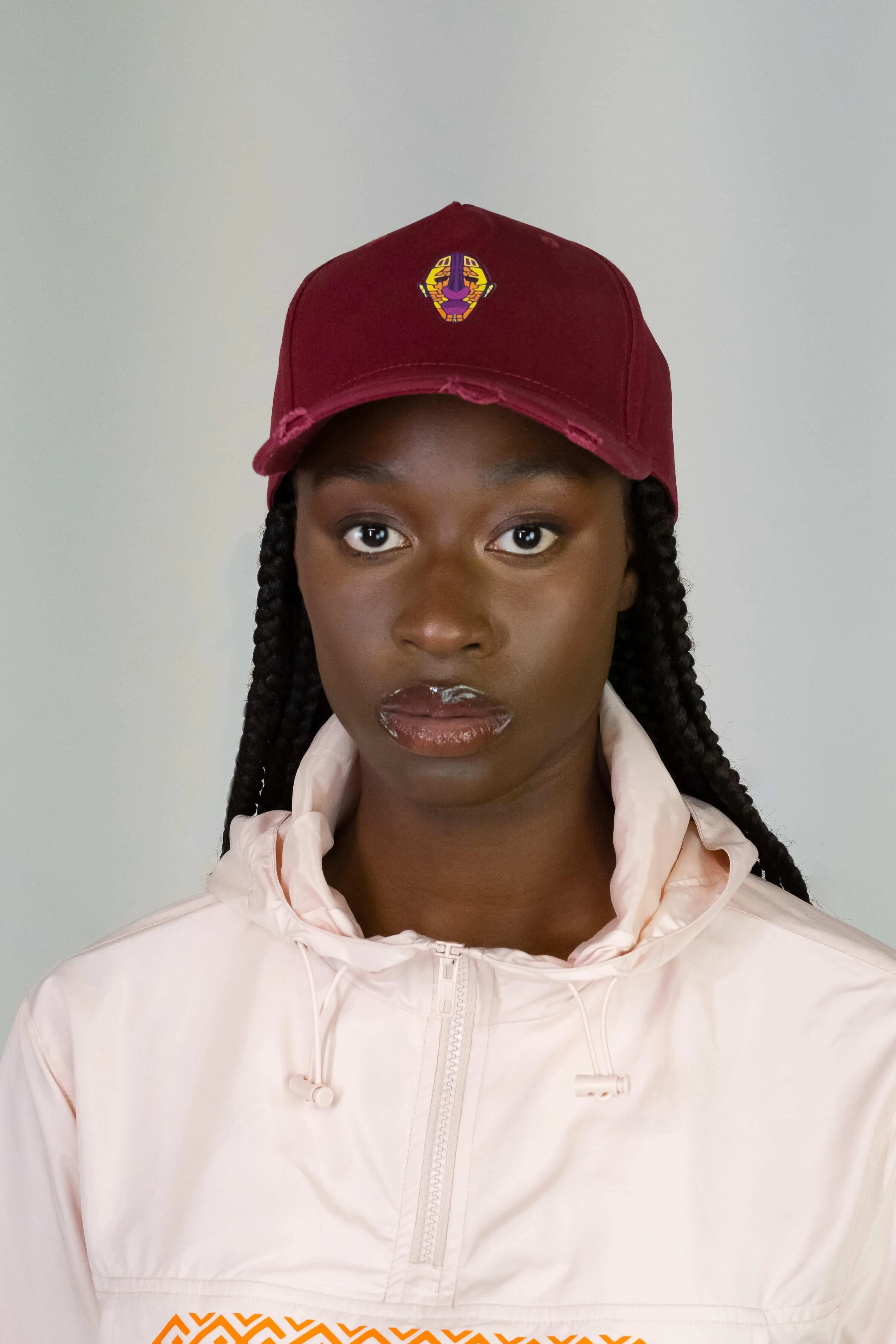 Sue Adinkra Cargo Cap Women in Burgundy