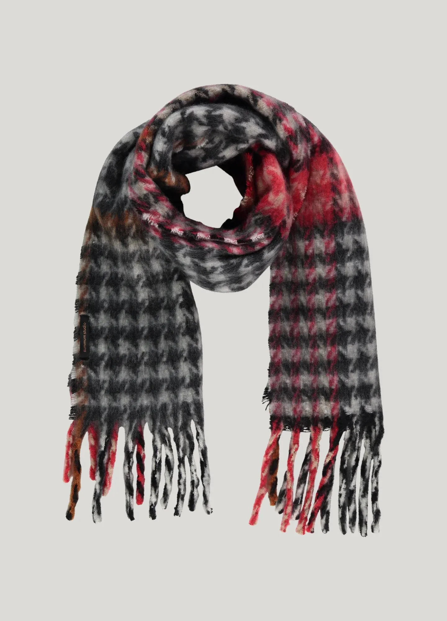 Summum Woman Woven Pied de Poule Scarf - Red/Woman