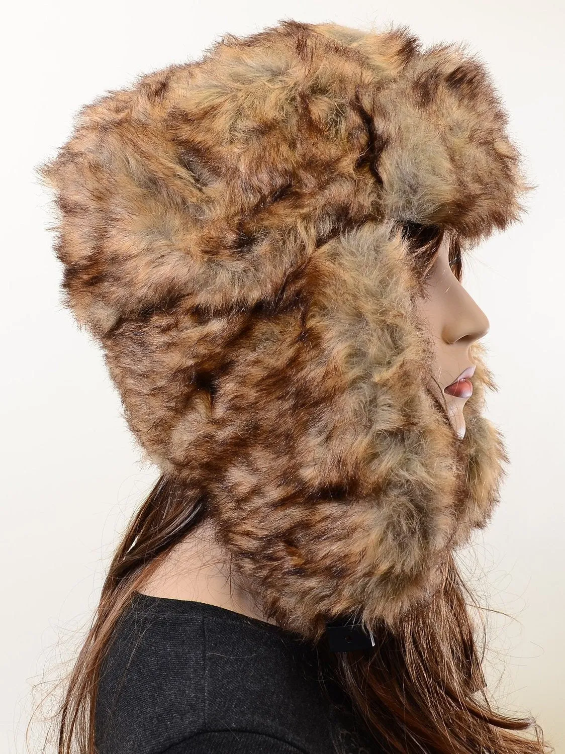 Super Furry Vegan Friendly Solid Cold Weather Ushanka Trapper Hat