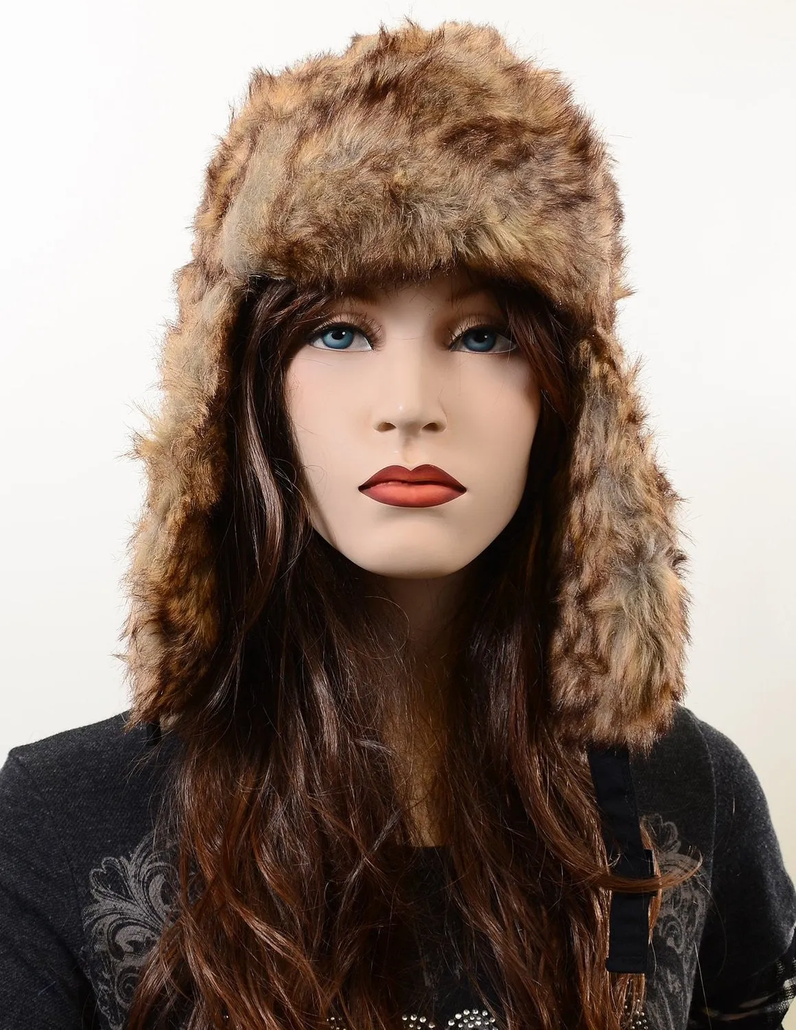 Super Furry Vegan Friendly Solid Cold Weather Ushanka Trapper Hat