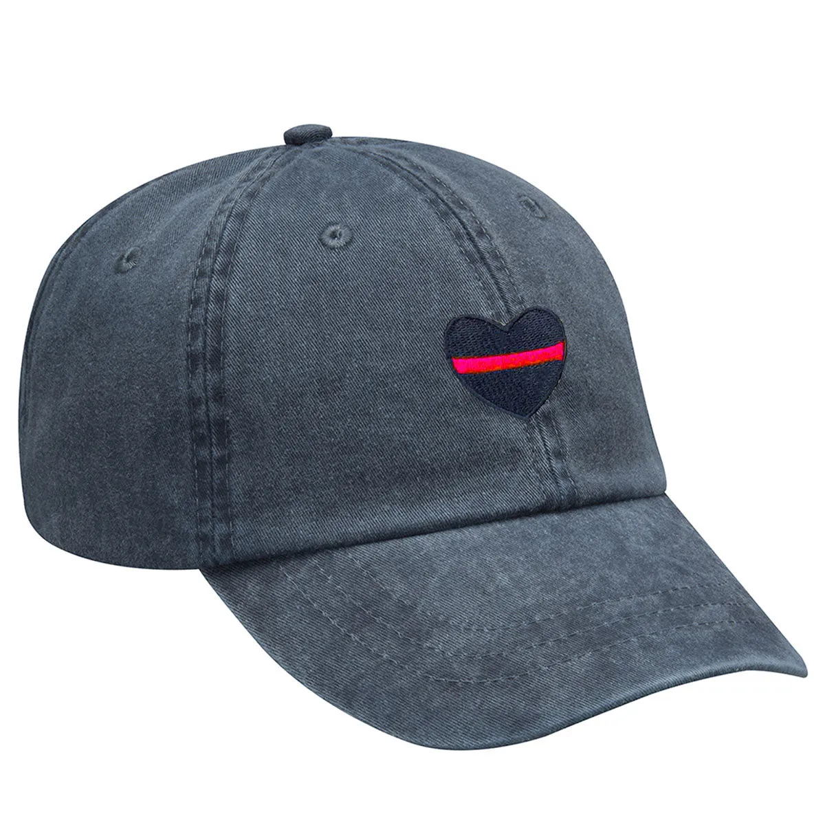 Thin Red Line Heart Embroidered Baseball Cap