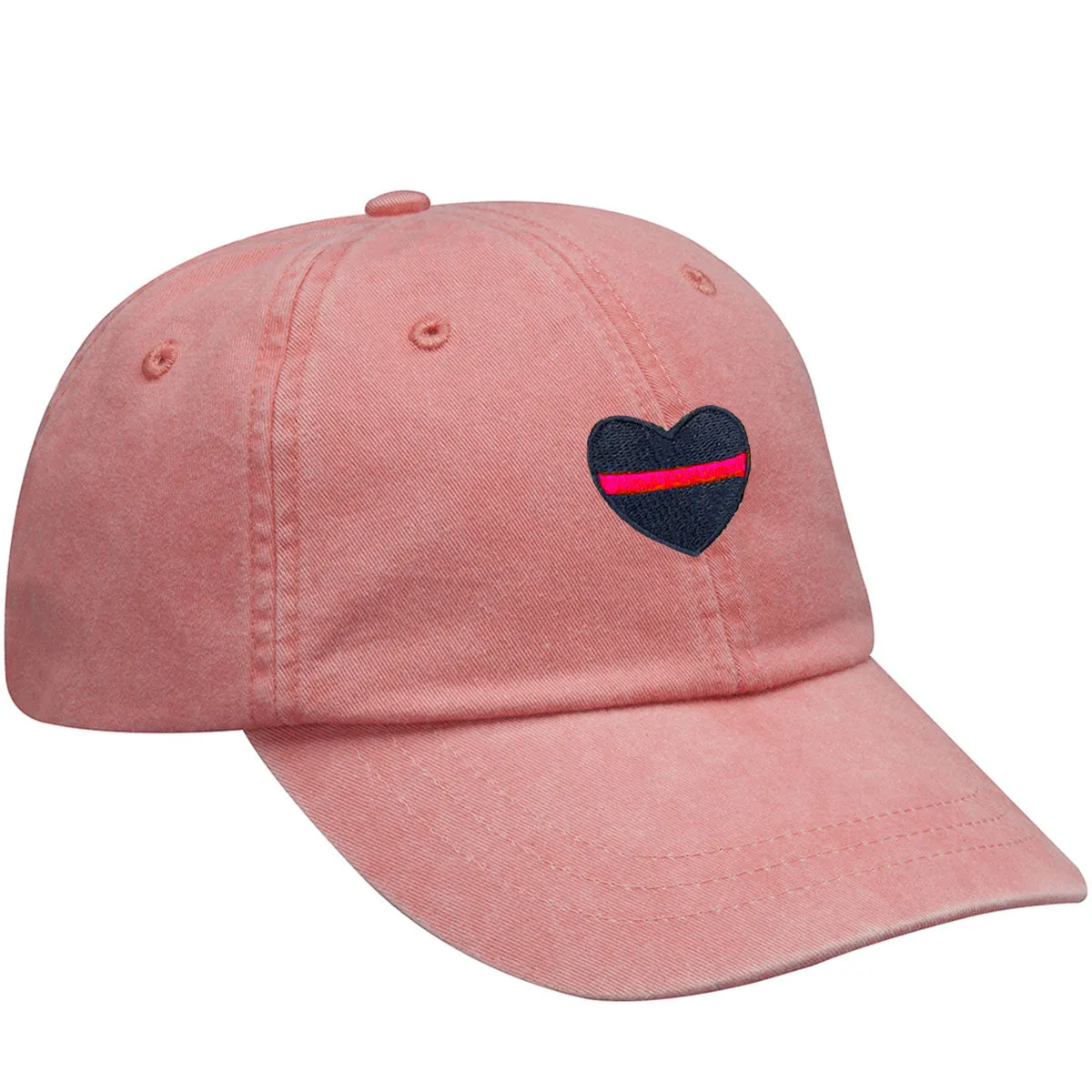 Thin Red Line Heart Embroidered Baseball Cap