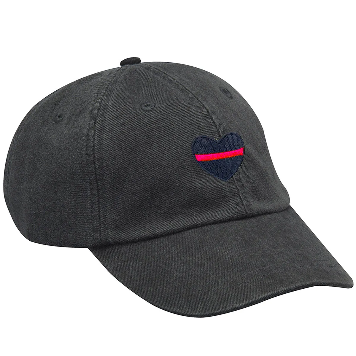 Thin Red Line Heart Embroidered Baseball Cap