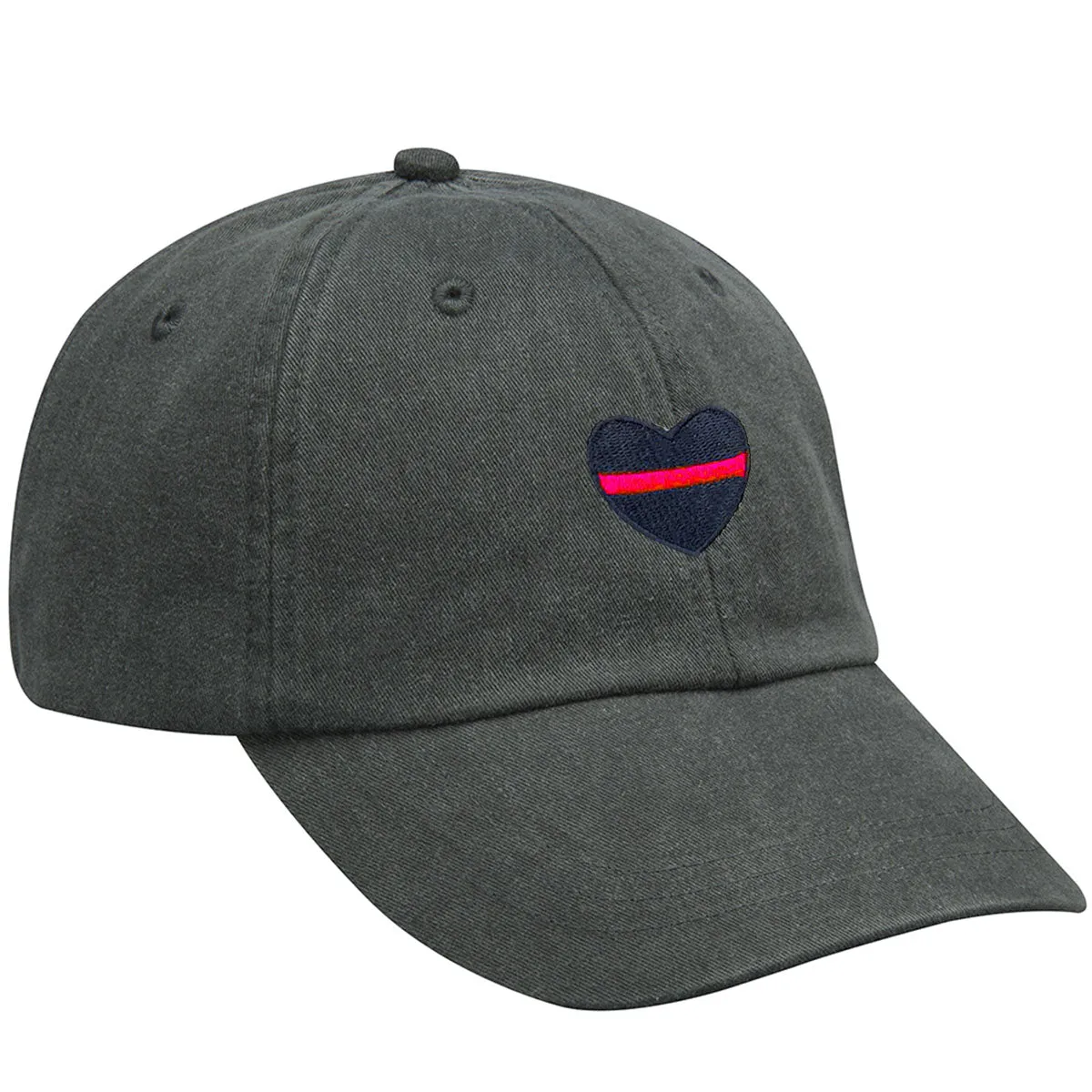 Thin Red Line Heart Embroidered Baseball Cap