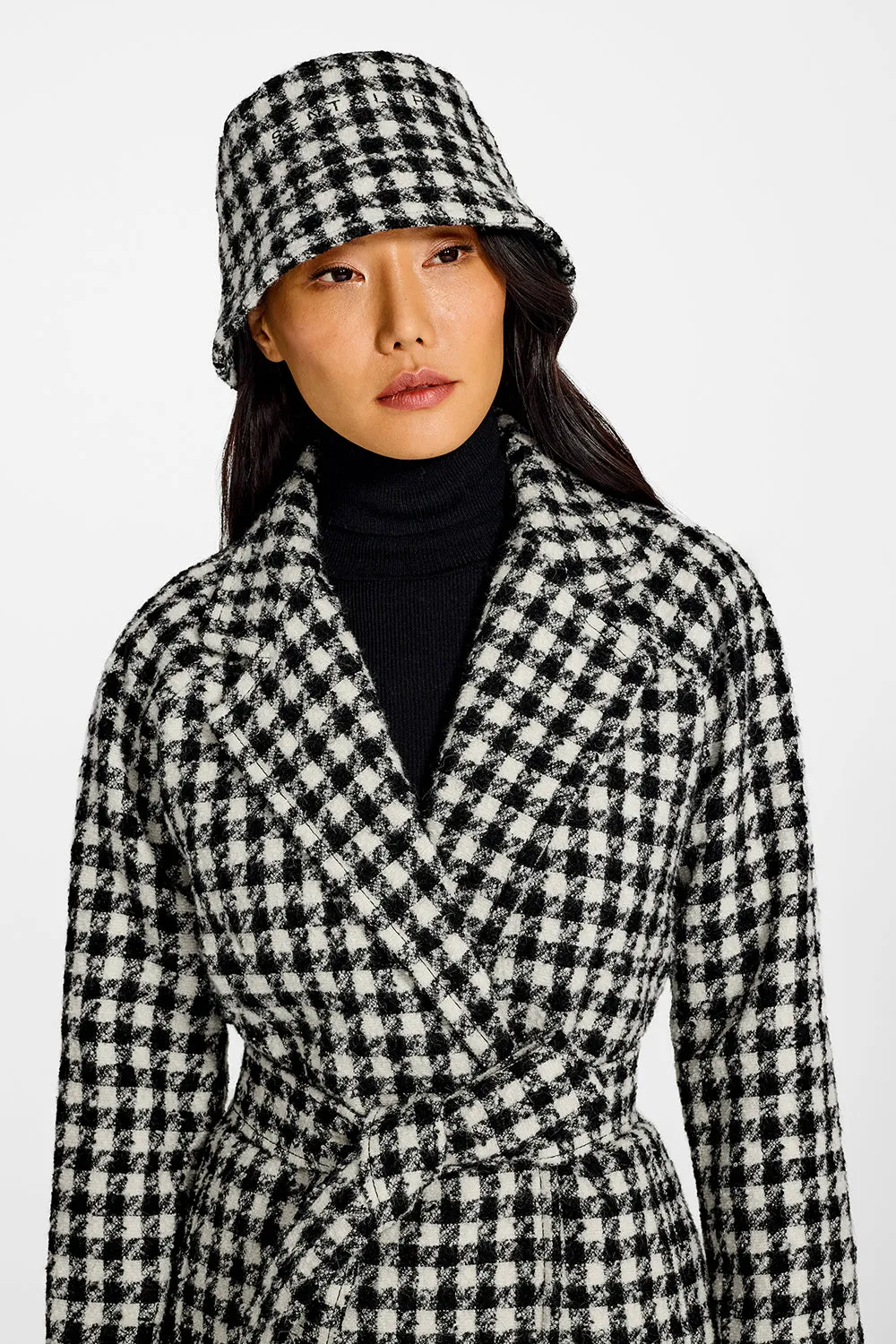 Tweed Houndstooth Suri Alpaca Bucket Hat