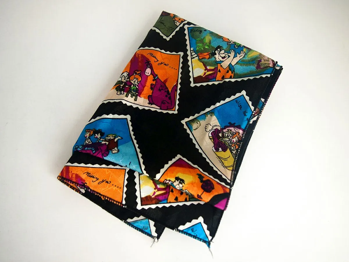 Vintage Hanna Barbera Flintstones Cartoons Postcard Scarf