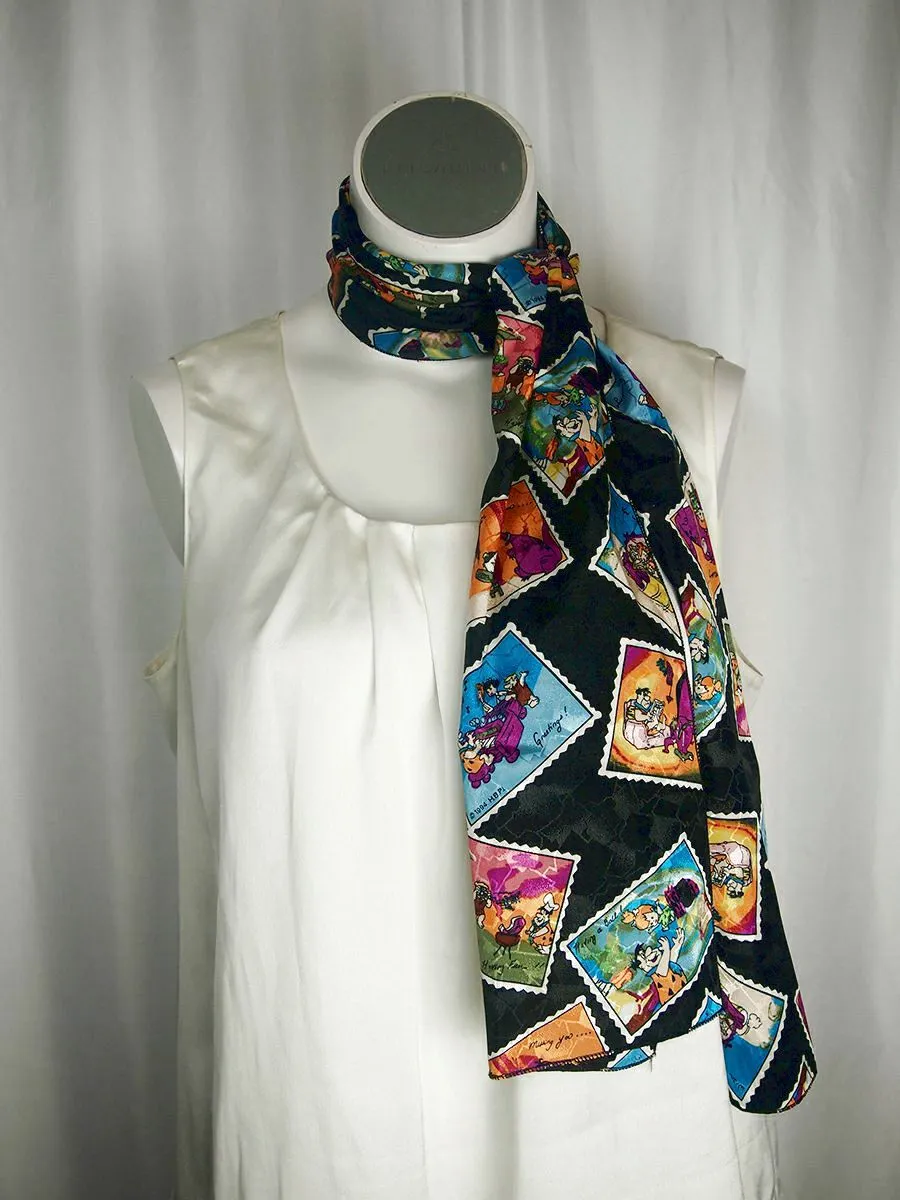 Vintage Hanna Barbera Flintstones Cartoons Postcard Scarf