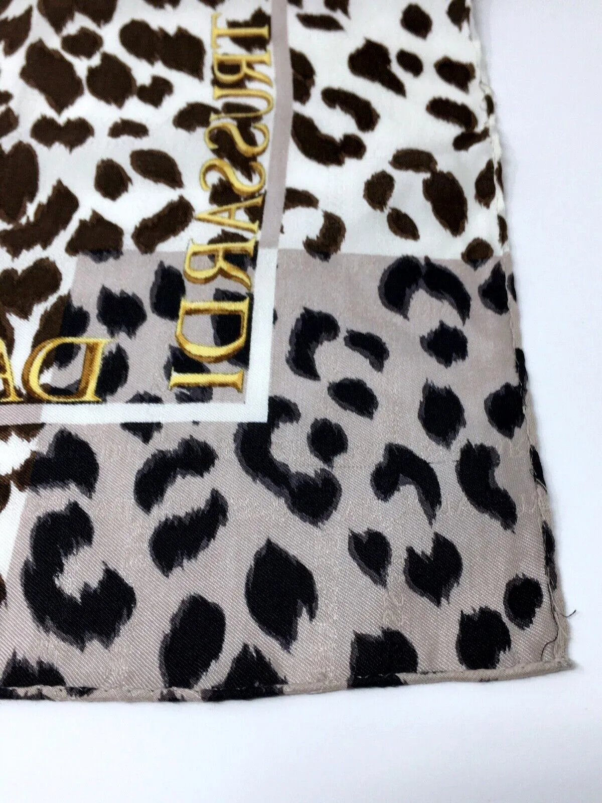 Vintage Trussardi Brown & White Silk Cheetah Square Scarf  COLLECTIBLE