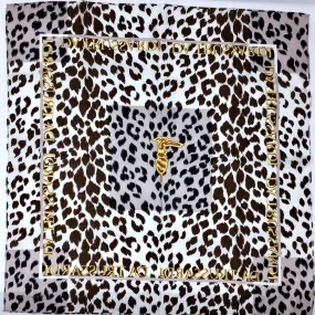 Vintage Trussardi Brown & White Silk Cheetah Square Scarf  COLLECTIBLE