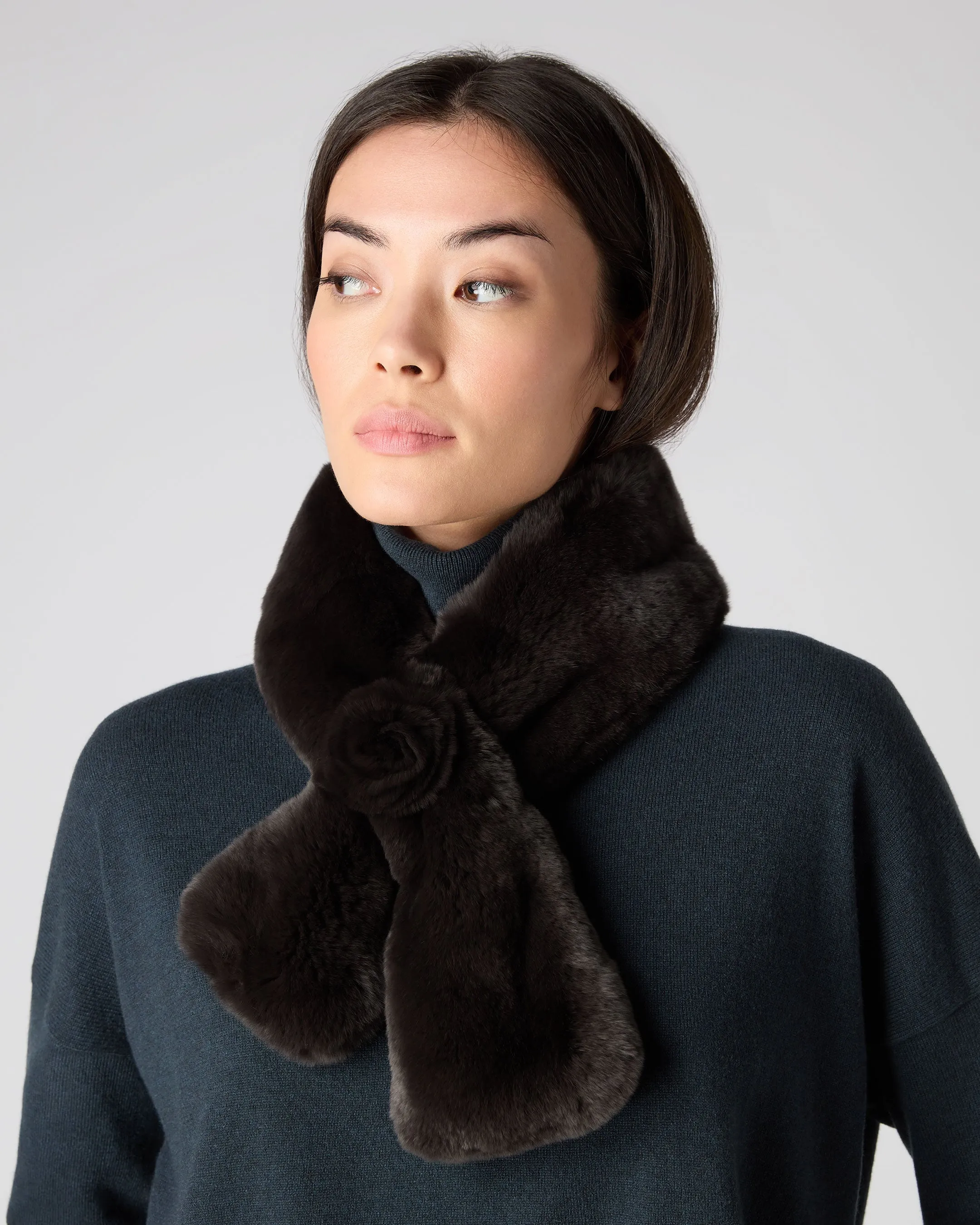 Women's Fur Neck Warmer Dark Brown