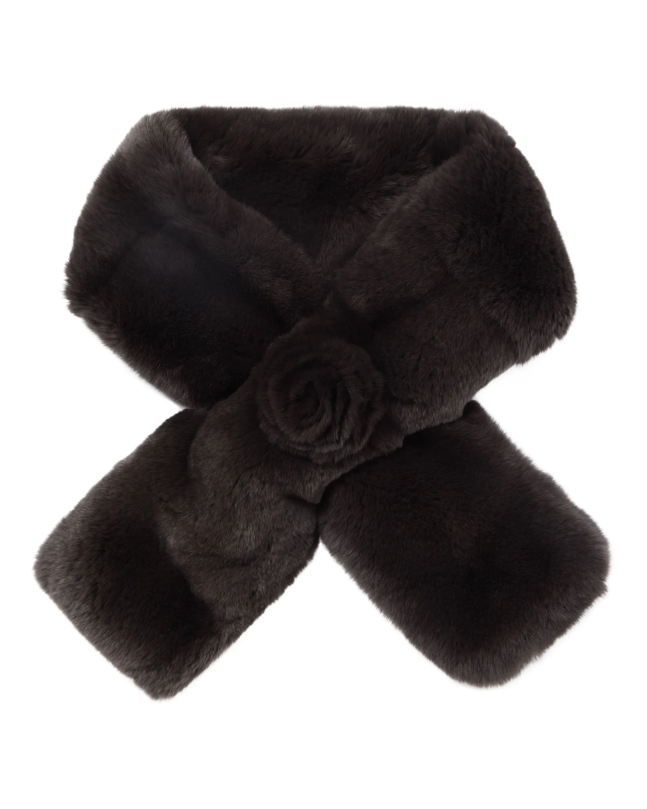 Women's Fur Neck Warmer Dark Brown